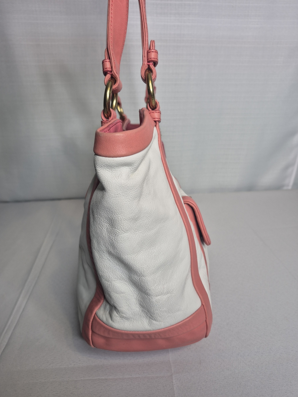 Coach Pink & White Two-Tone Leather Handbag Set EUC - Picture 5 of 17